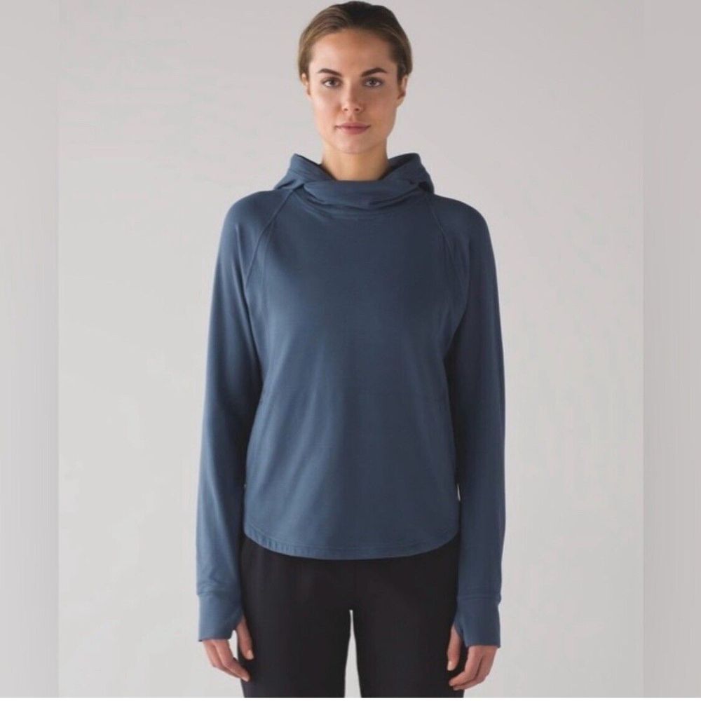 Lululemon Pick Up The‎ Pace L/S Pullover Hoodie Rulu Astro Blue Size 6 Oversized